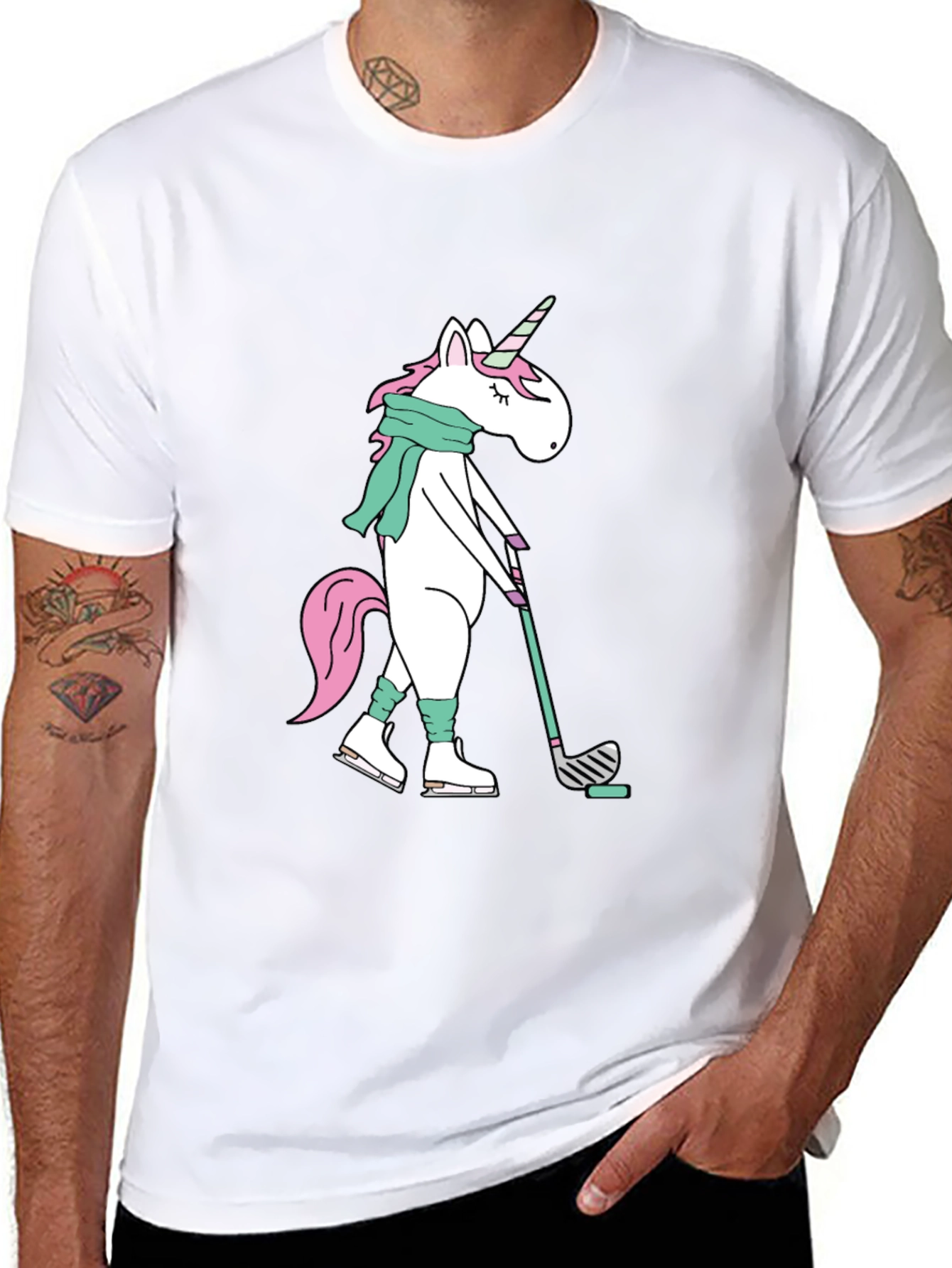 Unicorn Hockey Player Graphic Tee