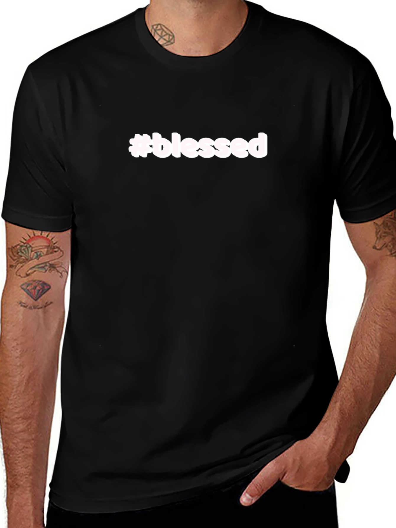 #blessed Black Short Sleeve Crew Neck T-Shirt