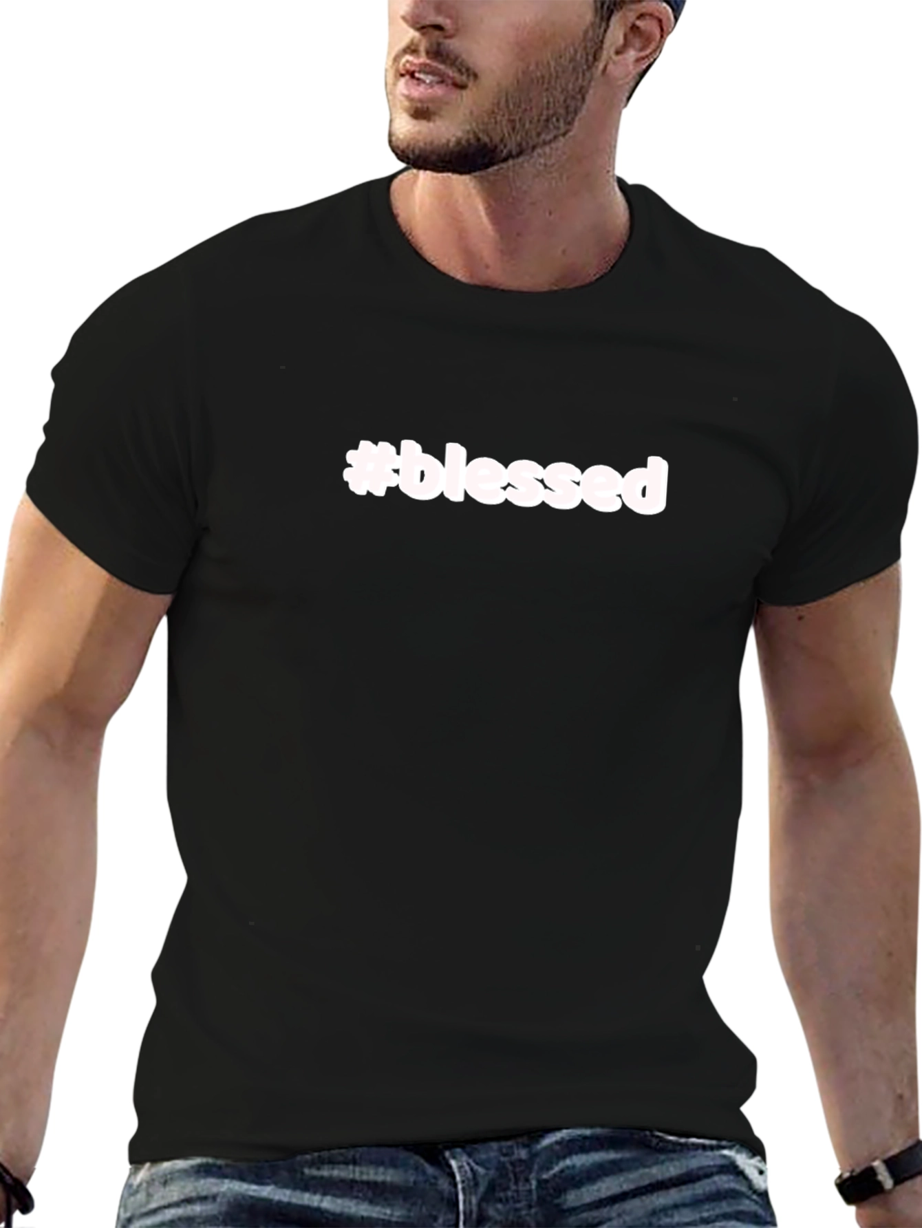 #blessed Black Short Sleeve Crew Neck T-Shirt