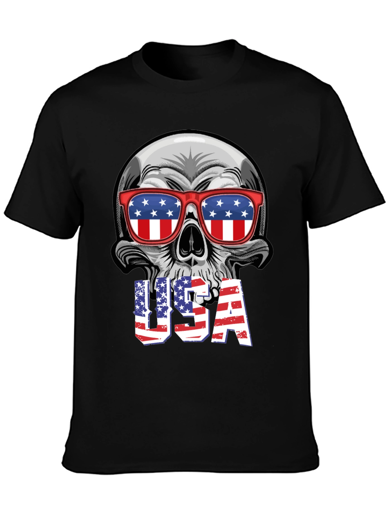 USA Skull Graphic Tee - Patriotic T-Shirt