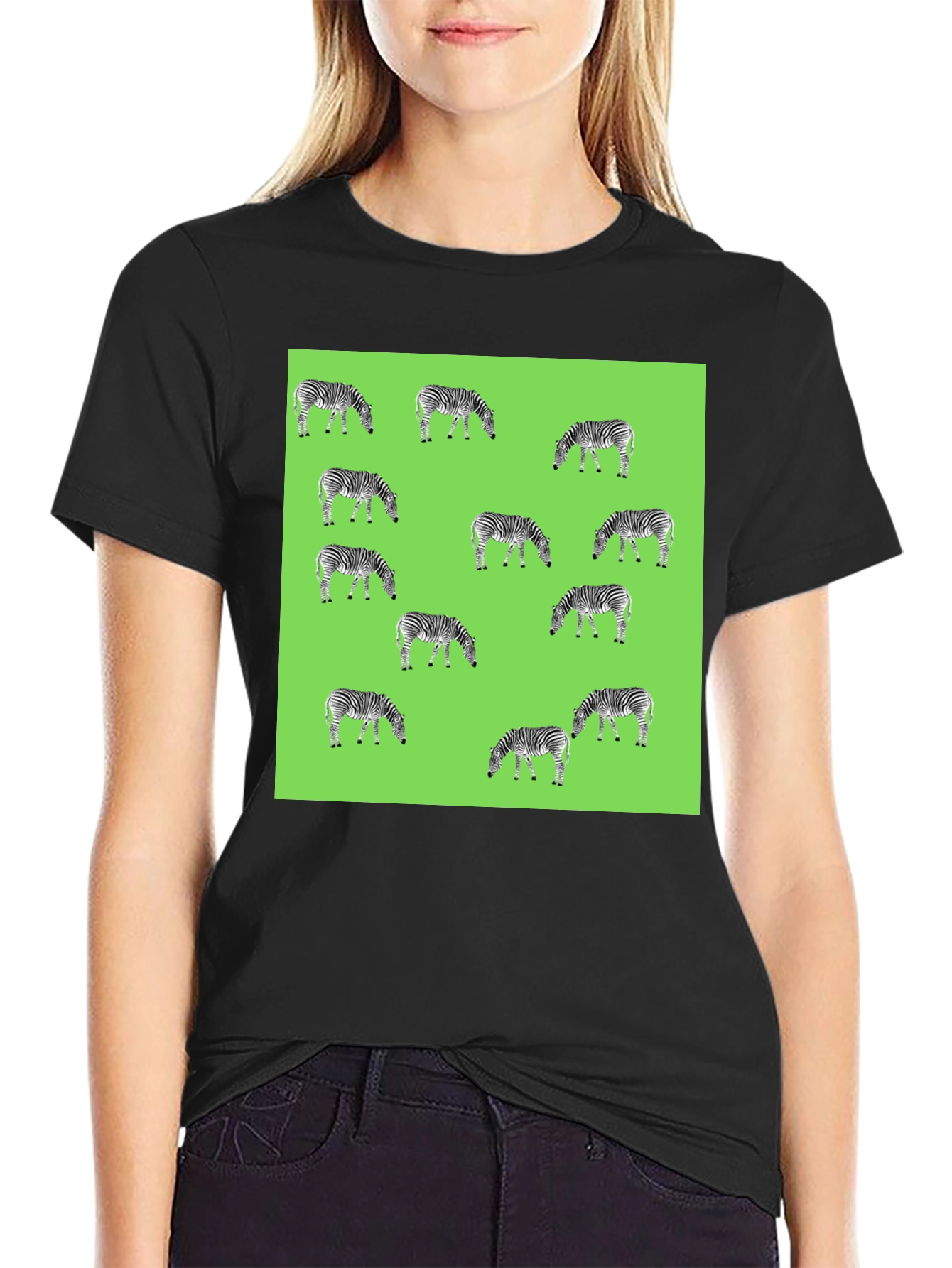 Zebra Pattern Black T-Shirt