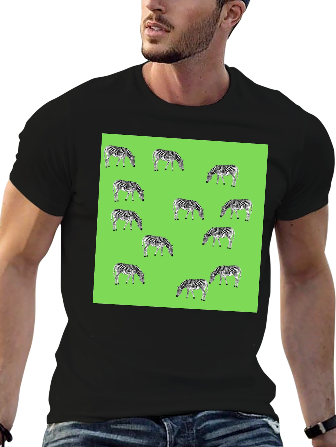 Zebra Pattern Black T-Shirt