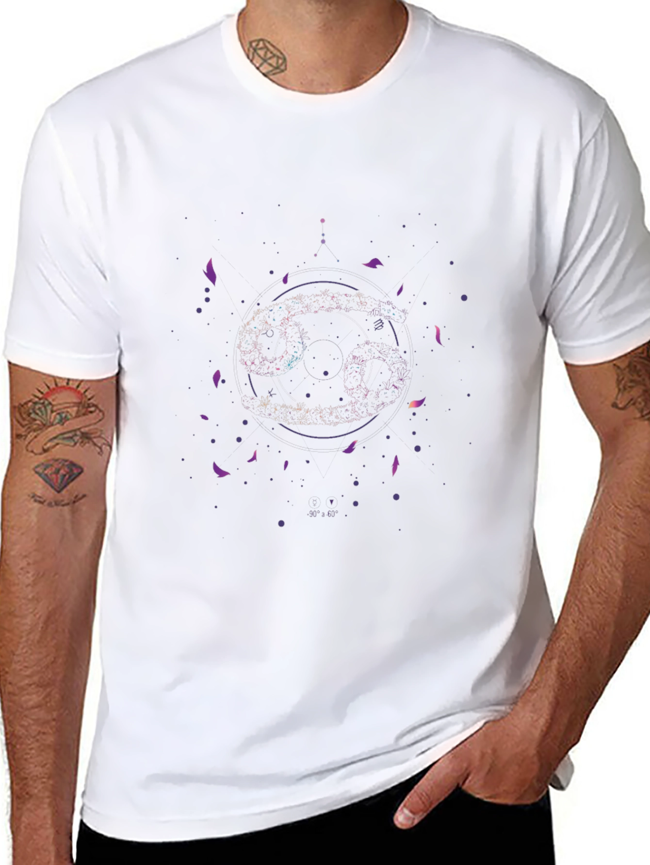 Zodiac Cancer Constellation Graphic Tee - Black