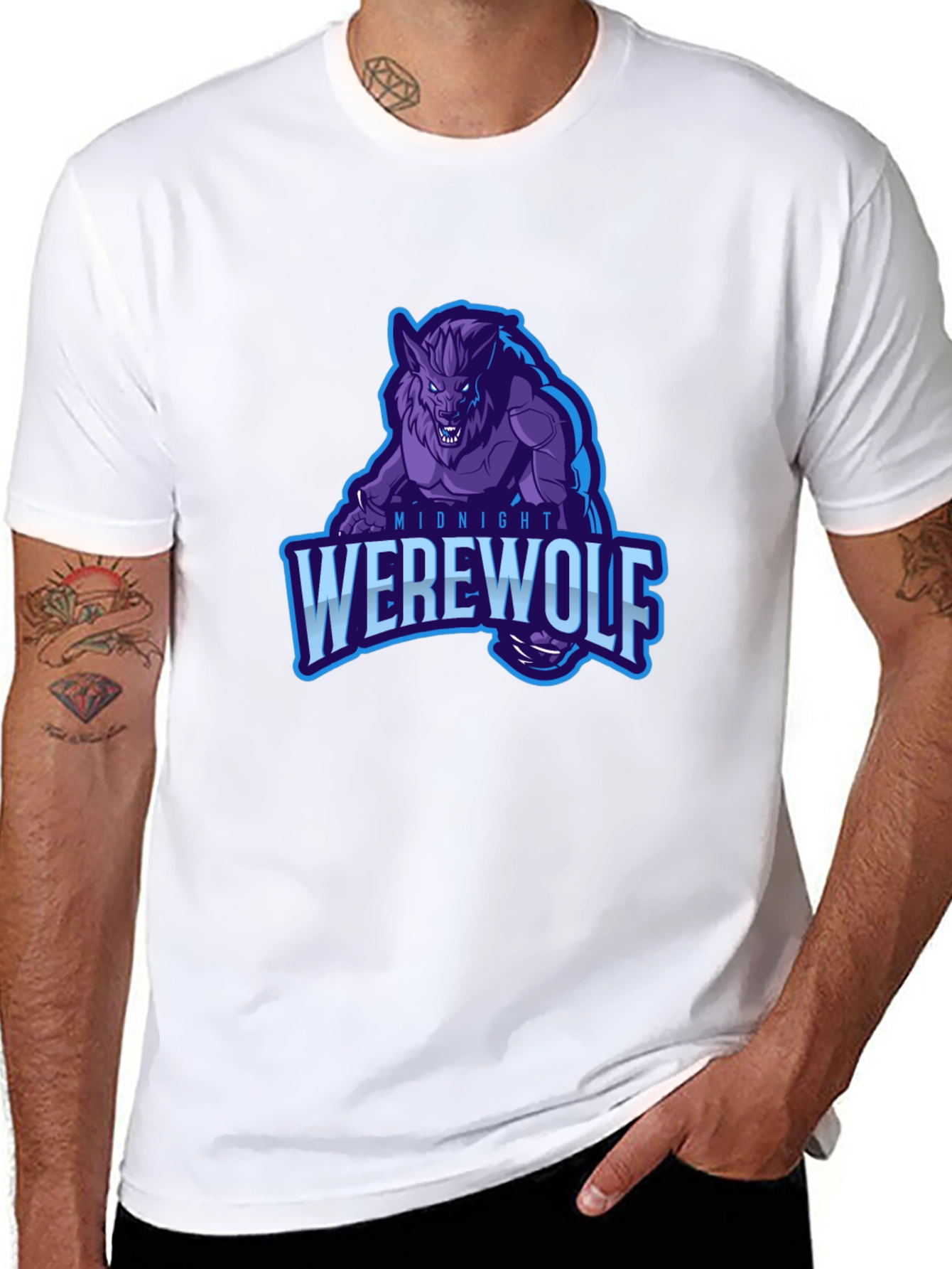 Midnight Werewolf Graphic T-Shirt - Black