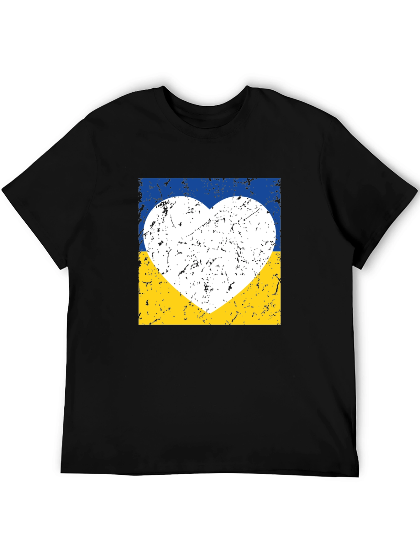 Ukraine Flag Heart Graphic Tee - Distressed Design
