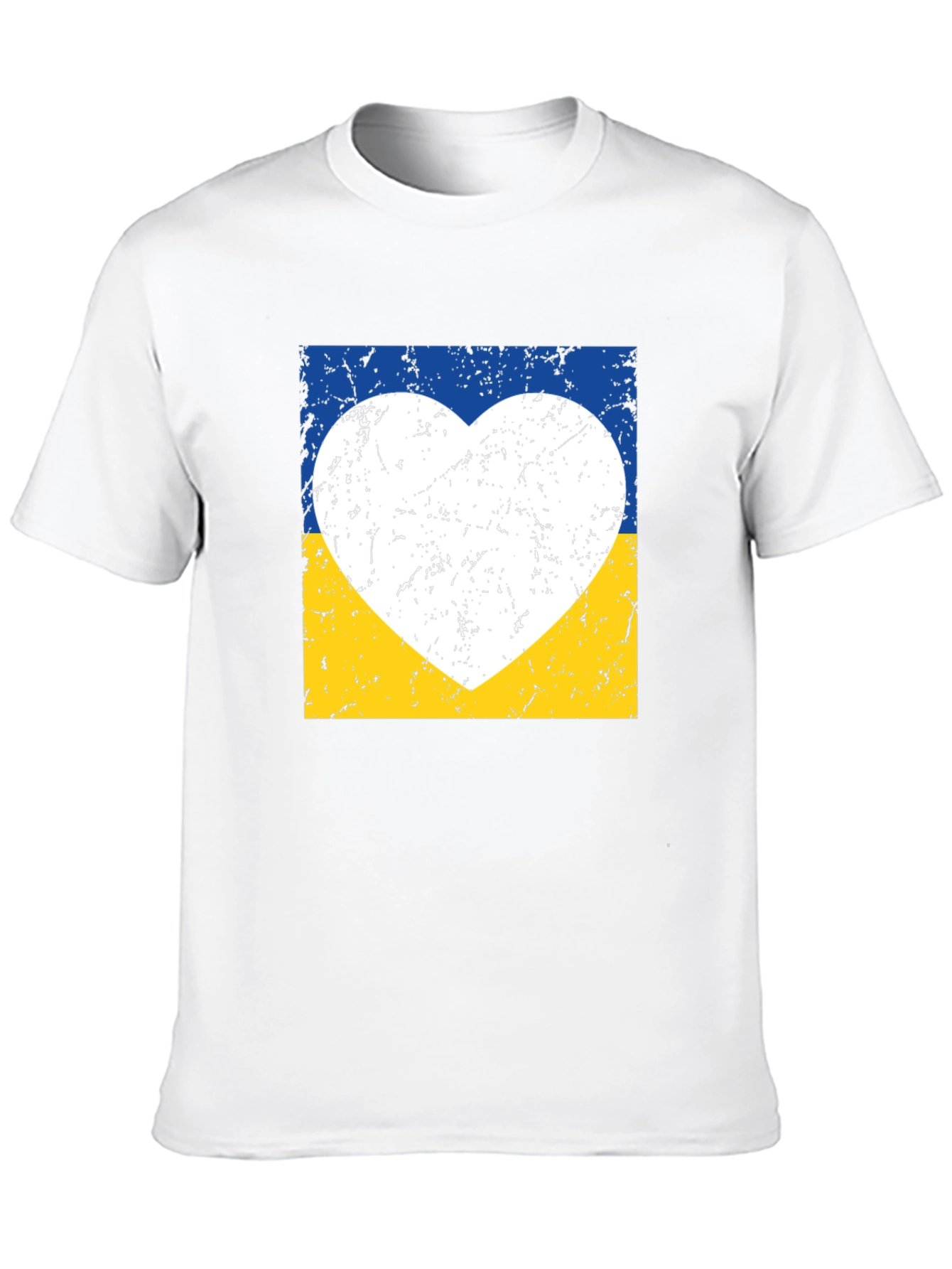Ukraine Flag Heart Graphic Tee - Distressed Design