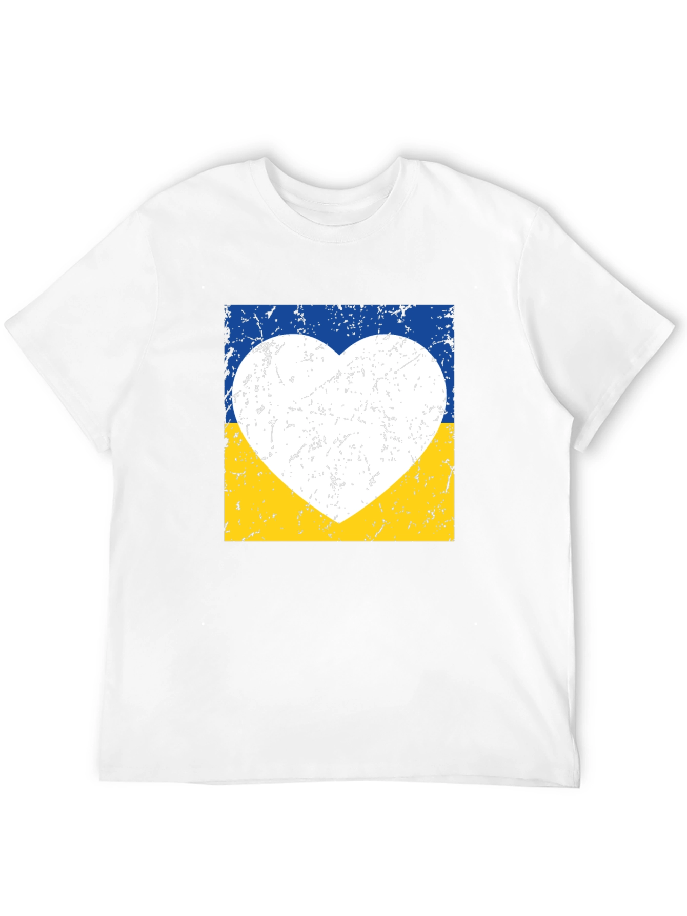 Ukraine Flag Heart Graphic Tee - Distressed Design