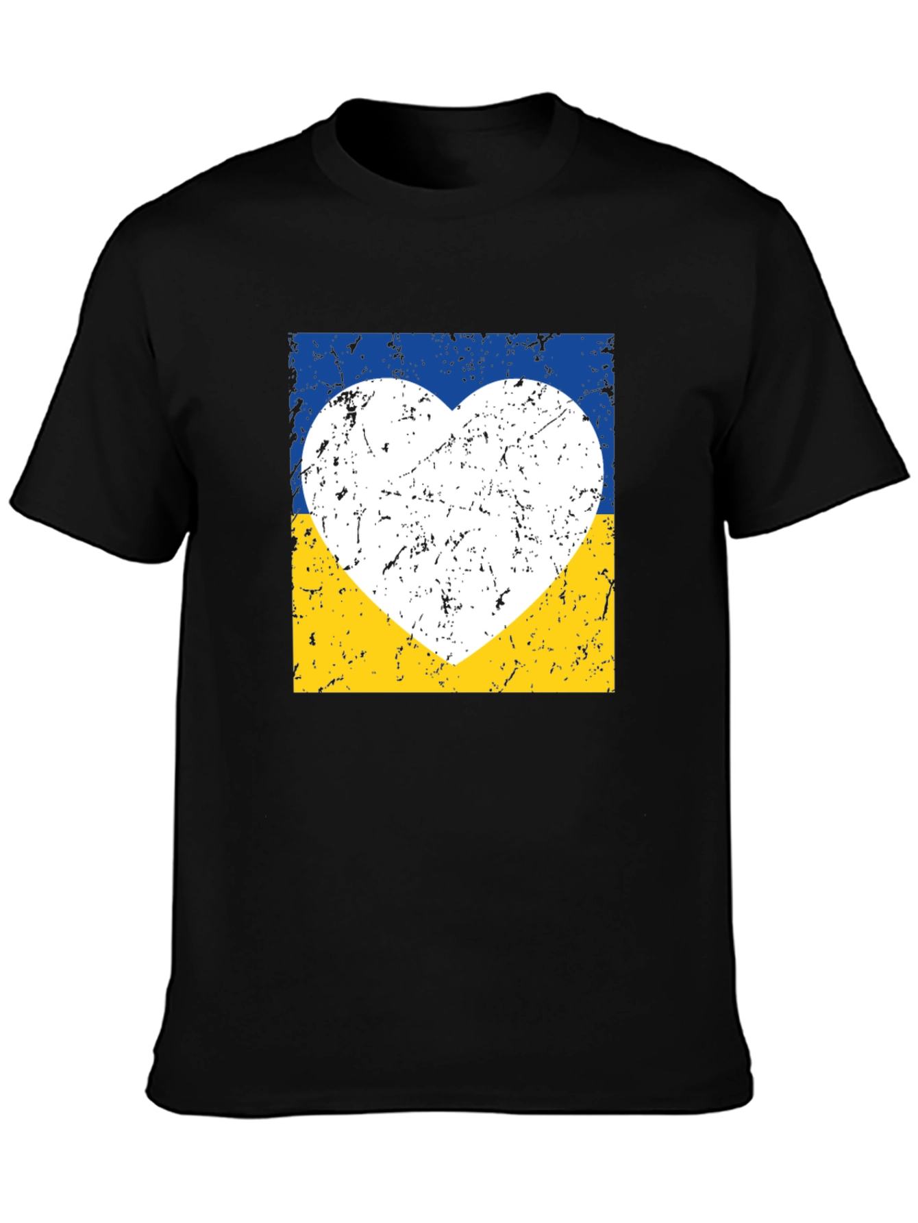Ukraine Flag Heart Graphic Tee - Distressed Design