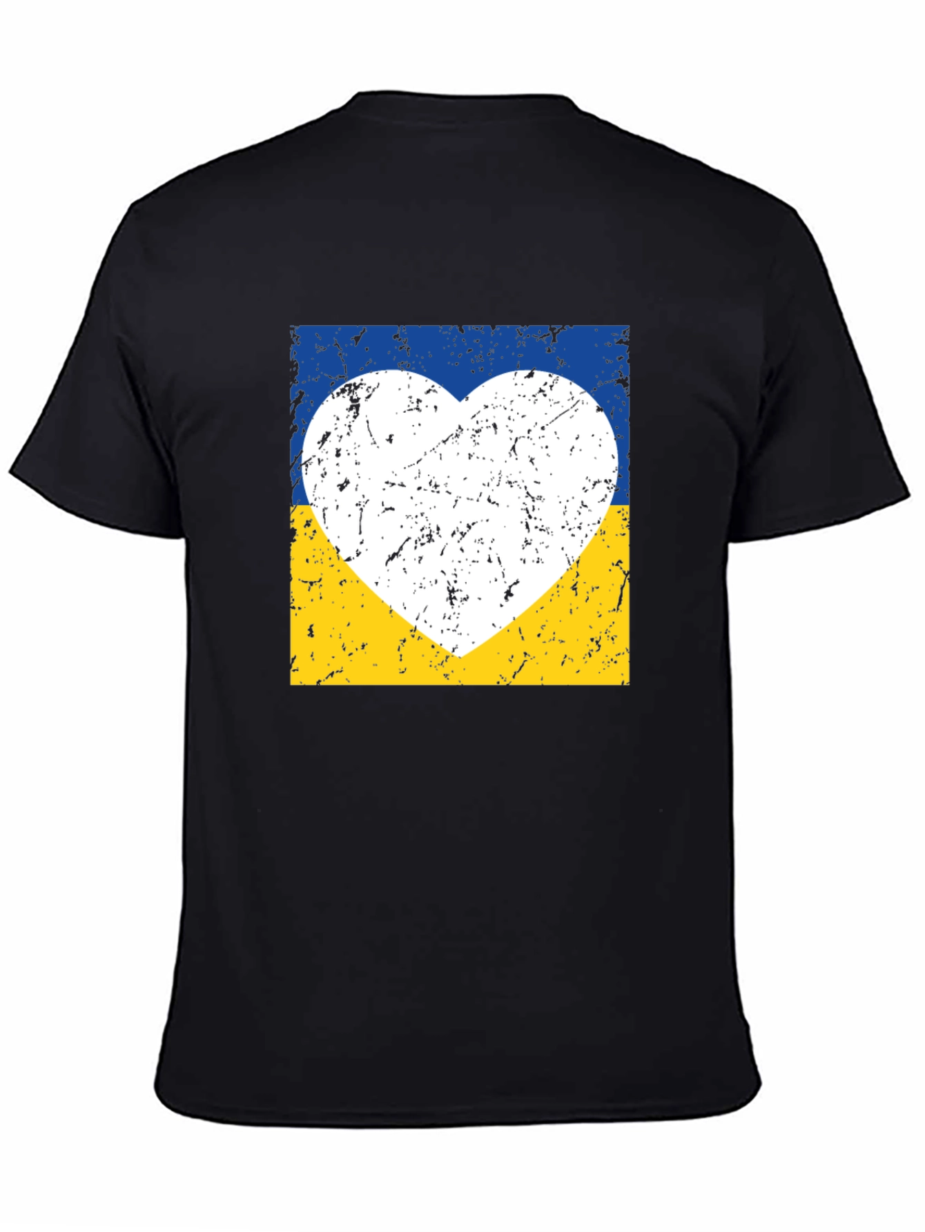 Ukraine Flag Heart Graphic Tee - Distressed Design