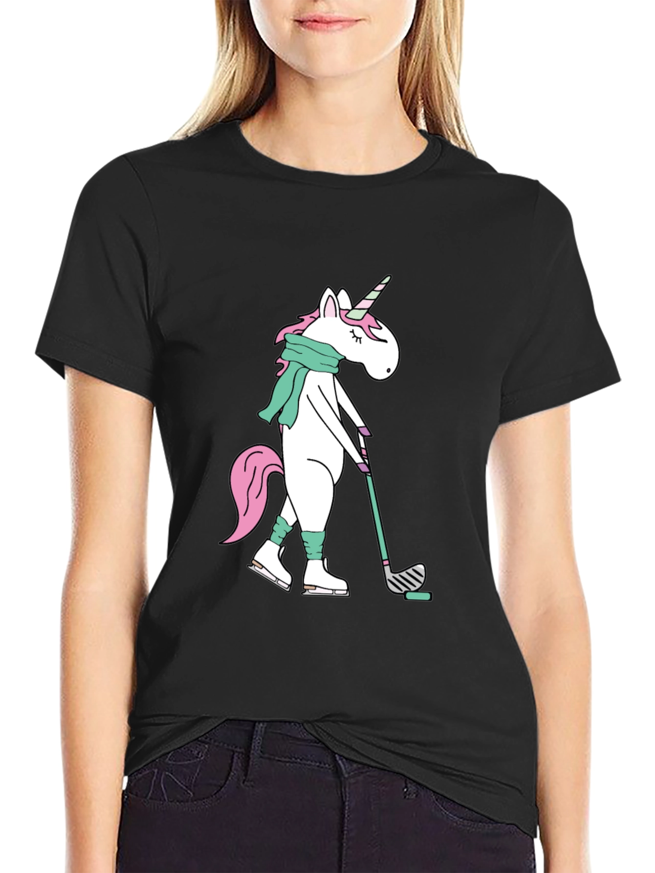 Unicorn Hockey Player Graphic Tee
