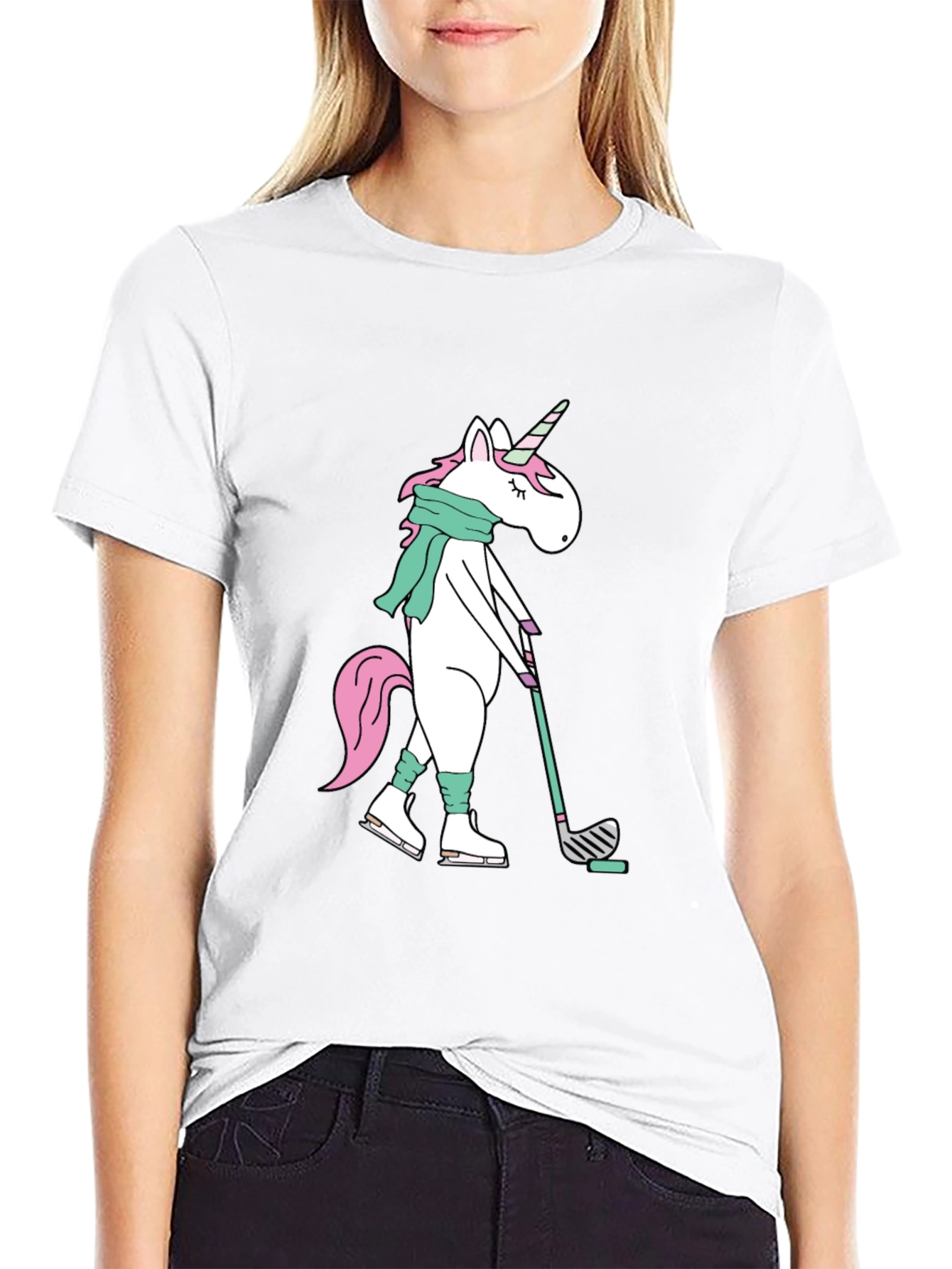 Unicorn Hockey Player Graphic Tee