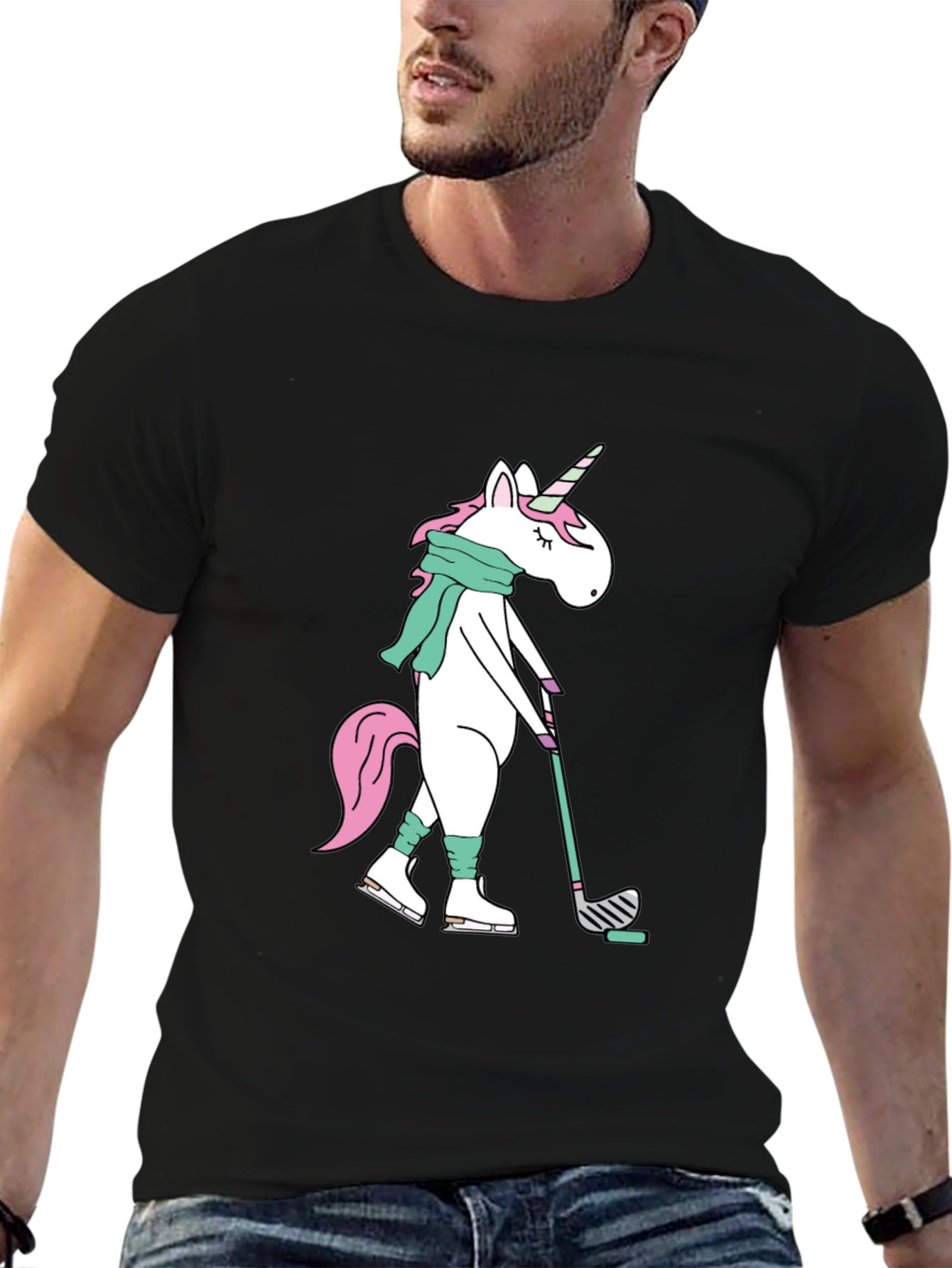 Unicorn Hockey Player Graphic Tee