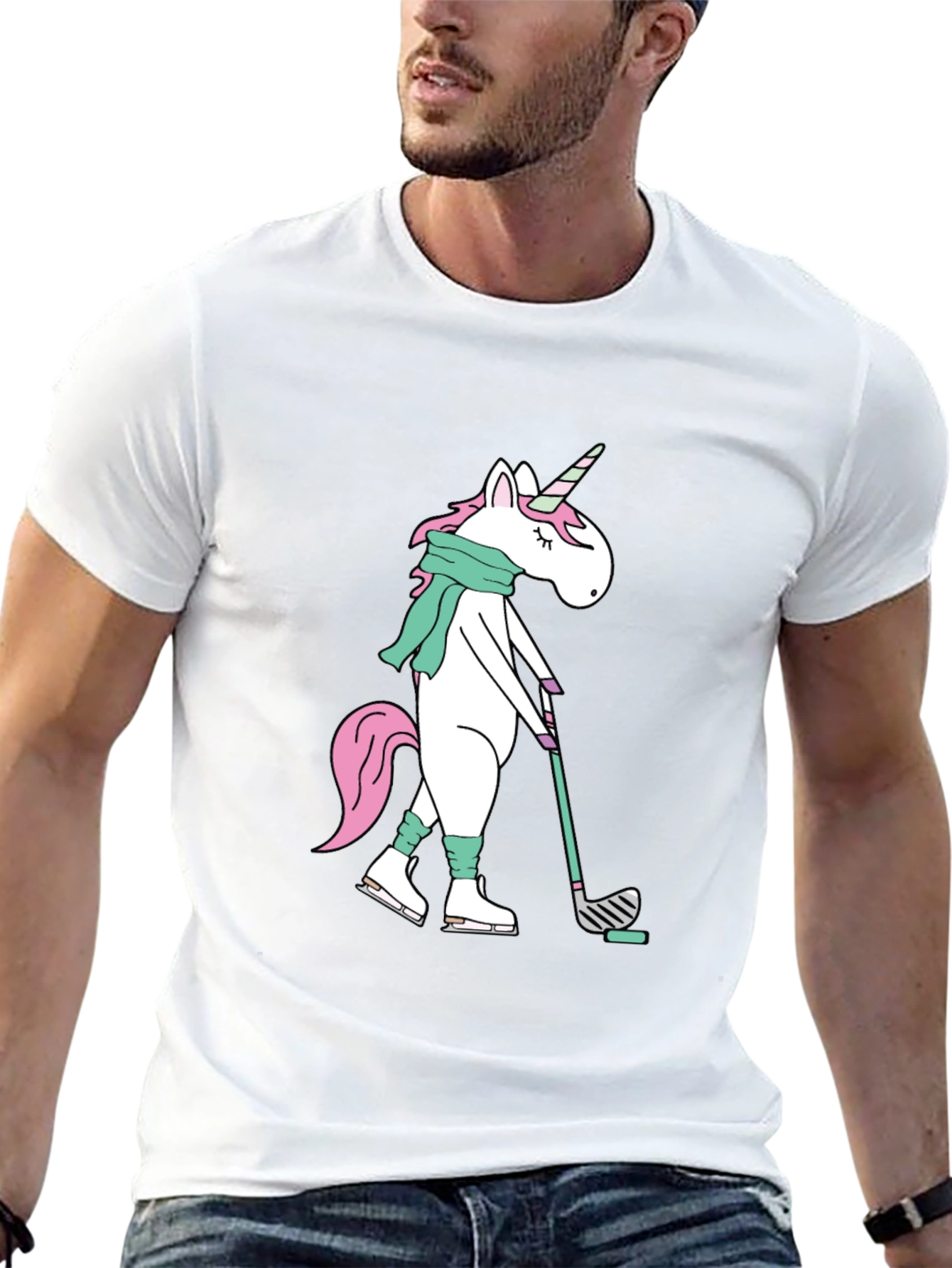 Unicorn Hockey Player Graphic Tee