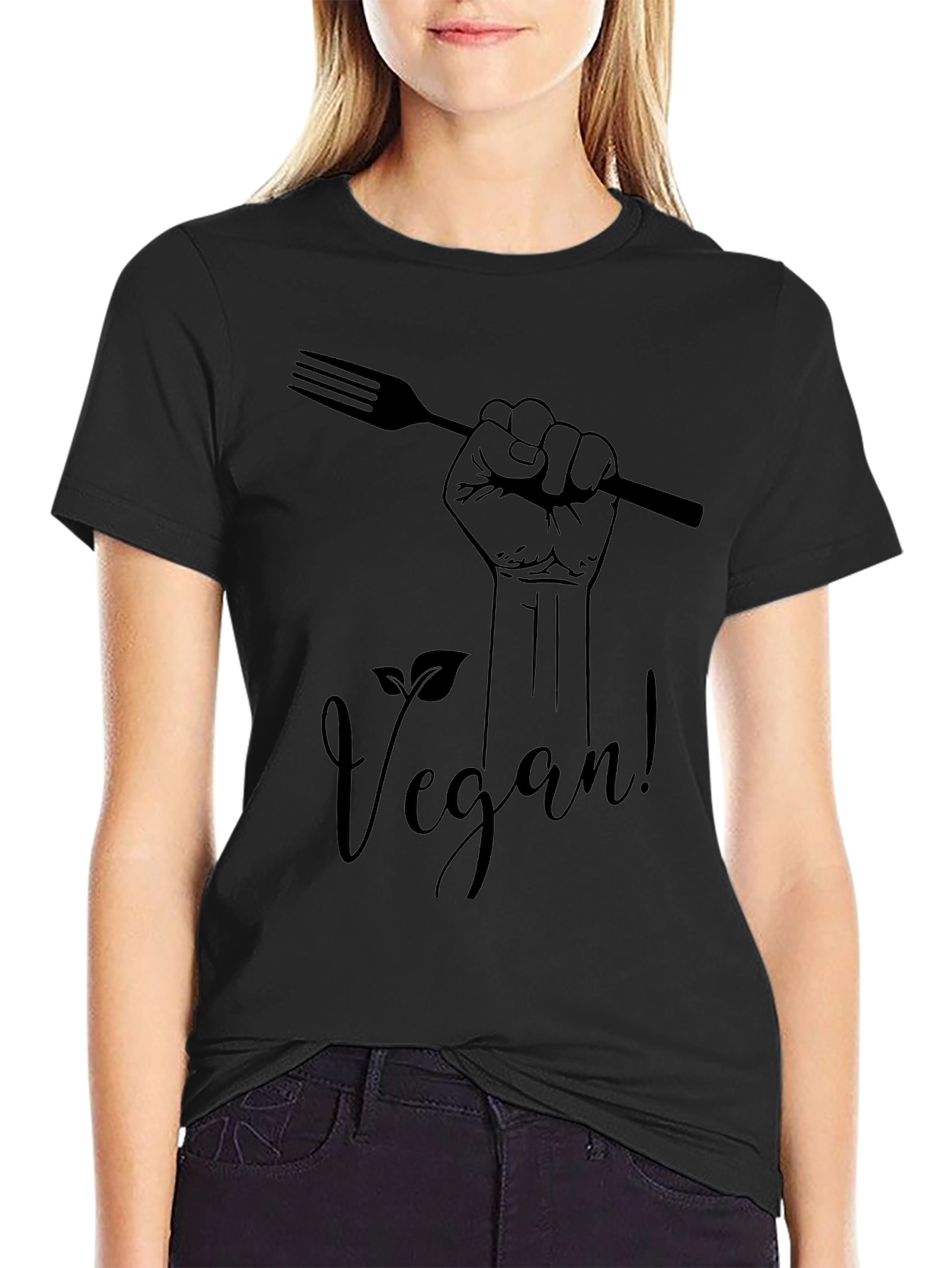 Vegan Power T-Shirt - Black Graphic Tee