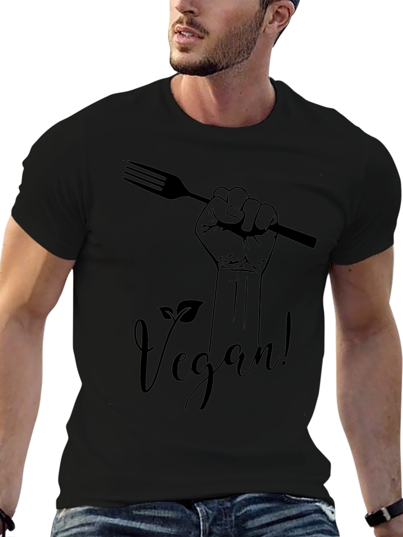 Vegan Power T-Shirt - Black Graphic Tee