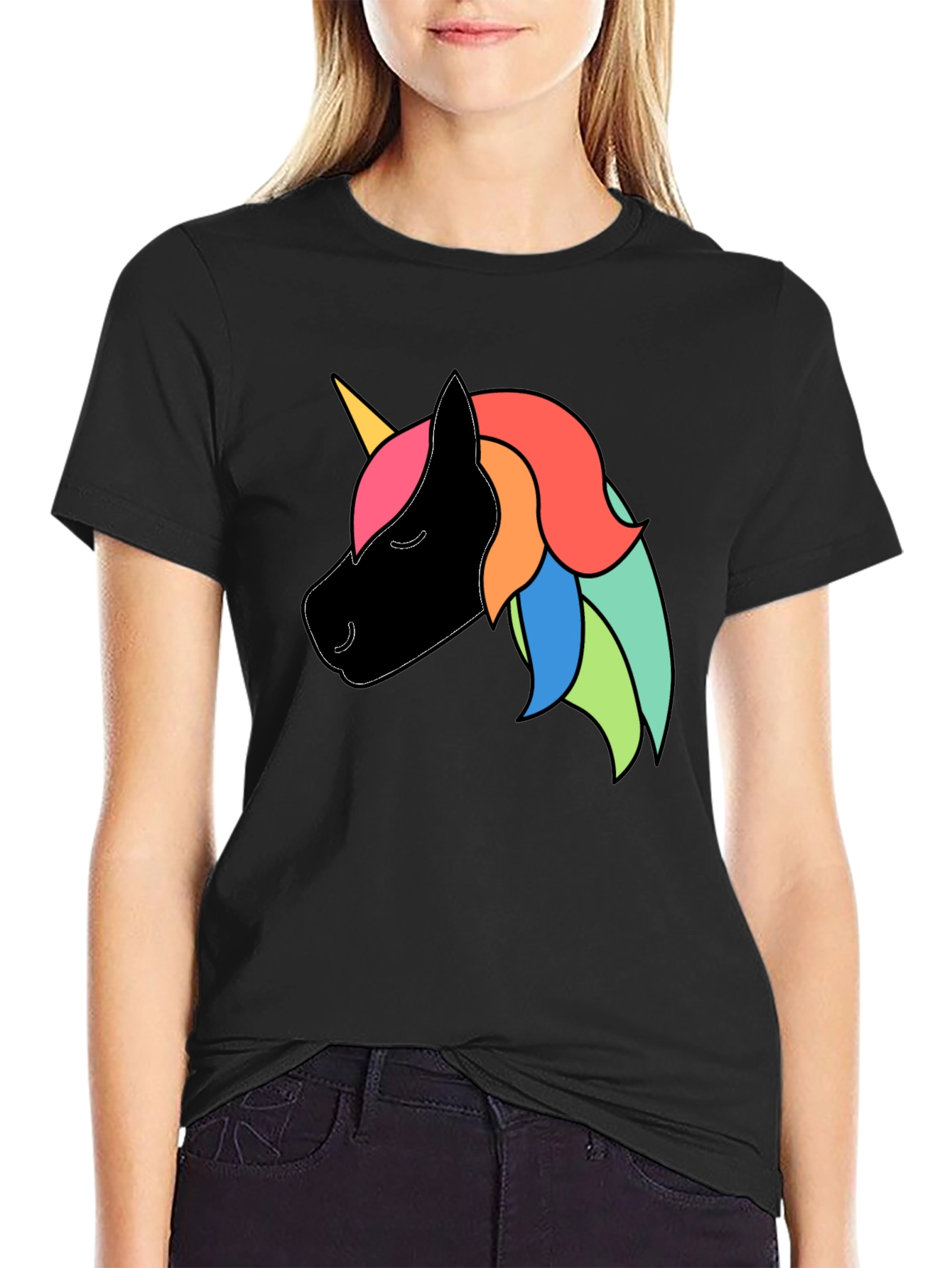 Unicorn Graphic Black T-Shirt