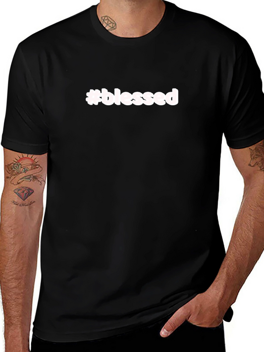 #blessed Black Short Sleeve Crew Neck T-Shirt