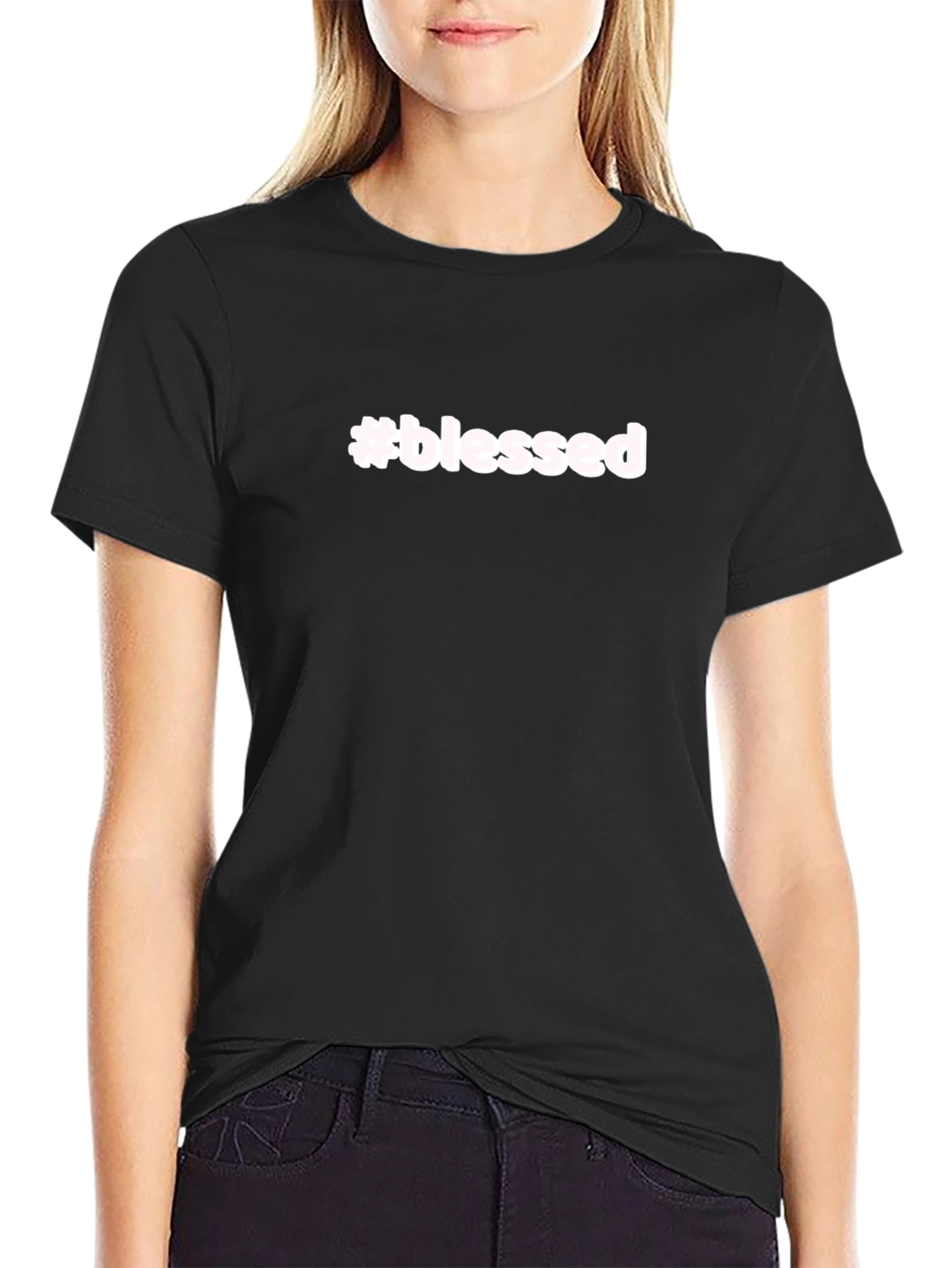 #blessed Black Short Sleeve Crew Neck T-Shirt