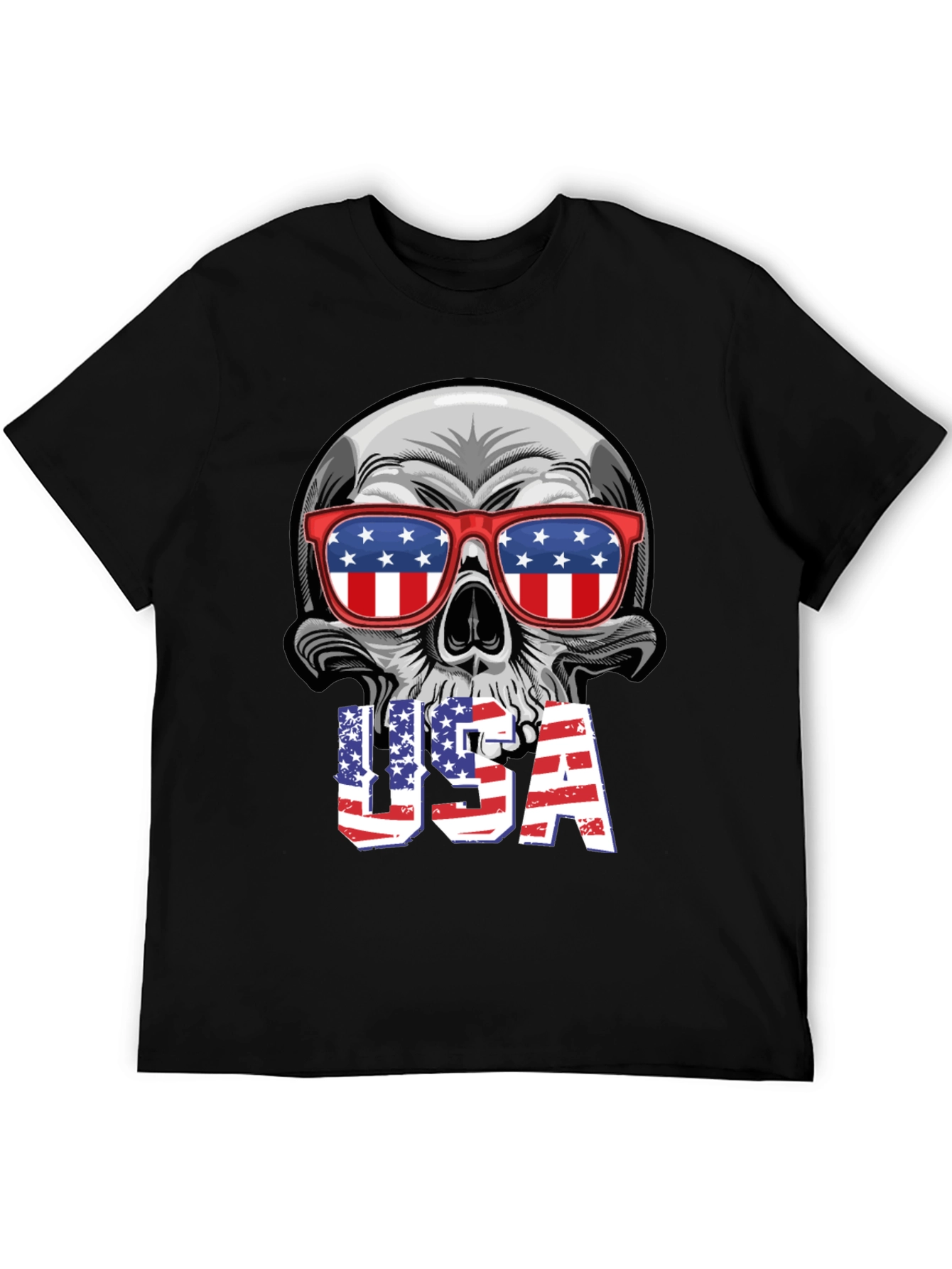 USA Skull Graphic Tee - Patriotic T-Shirt