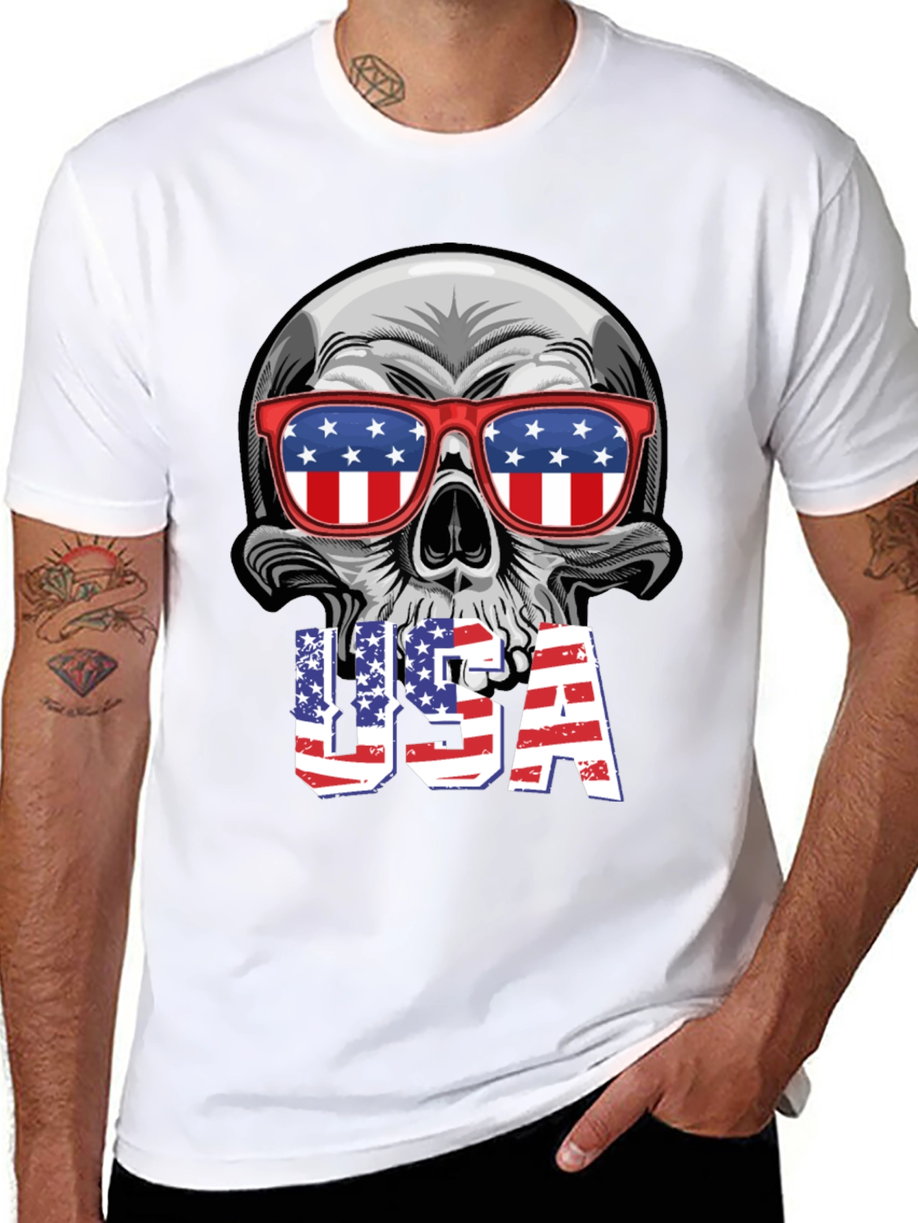 USA Skull Graphic Tee - Patriotic T-Shirt