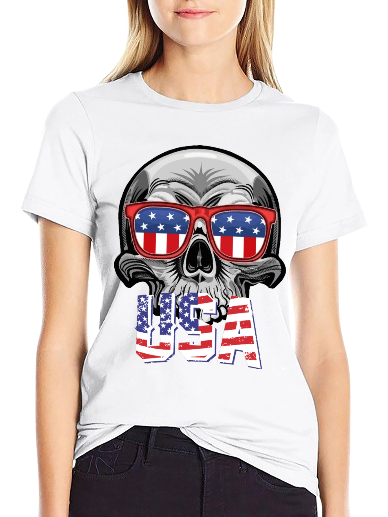 USA Skull Graphic Tee - Patriotic T-Shirt