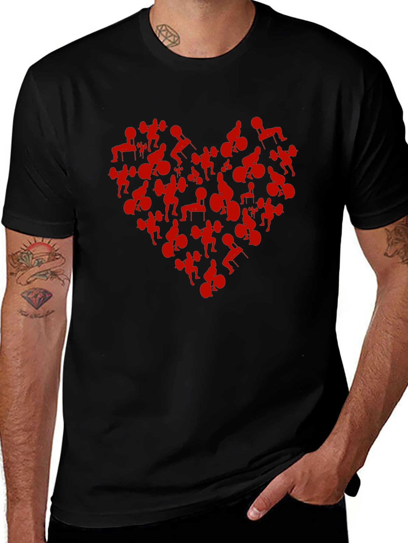 Weightlifting Heart Graphic Tee - Black