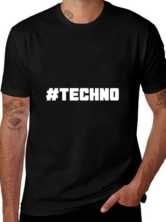 #TECHNO Graphic T-Shirt - Stylish Black Tee