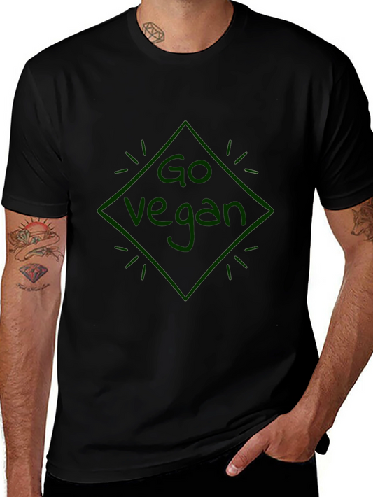 Go Vegan Diamond Graphic Black T-Shirt
