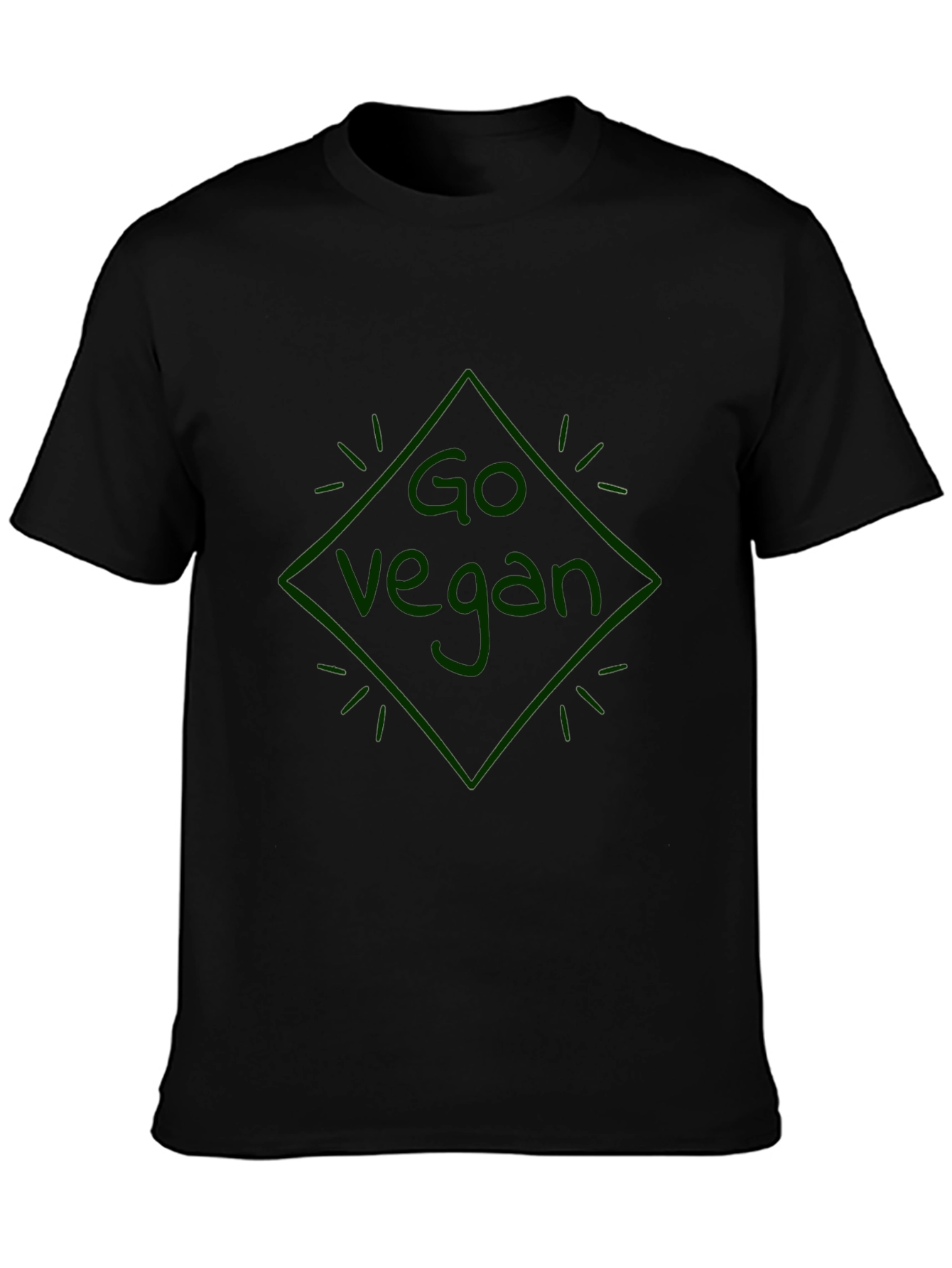 Go Vegan Diamond Graphic Black T-Shirt