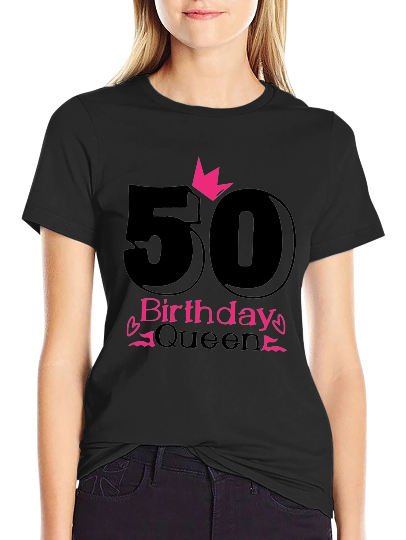 50th Birthday Queen Black T-Shirt