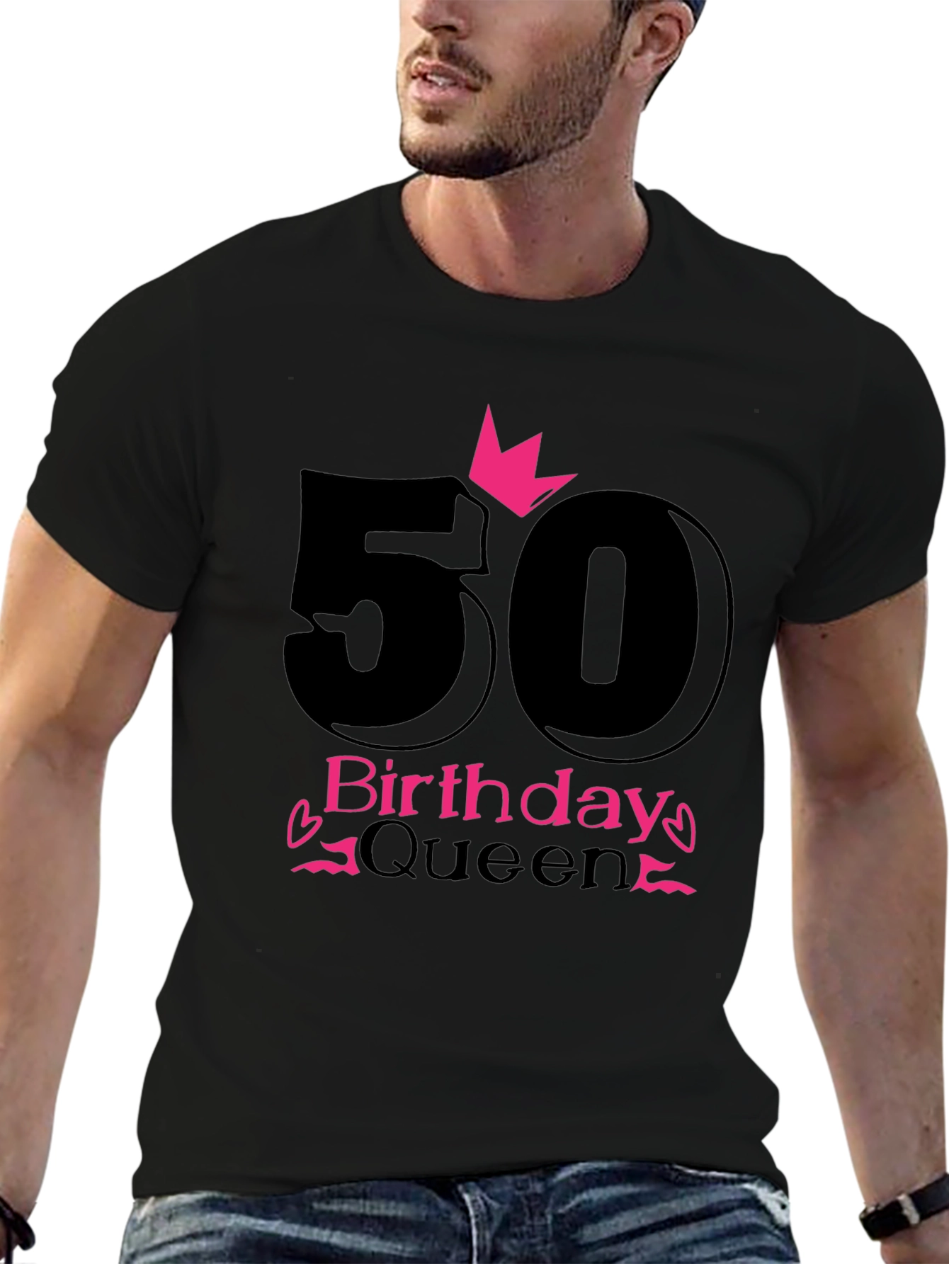 50th Birthday Queen Black T-Shirt