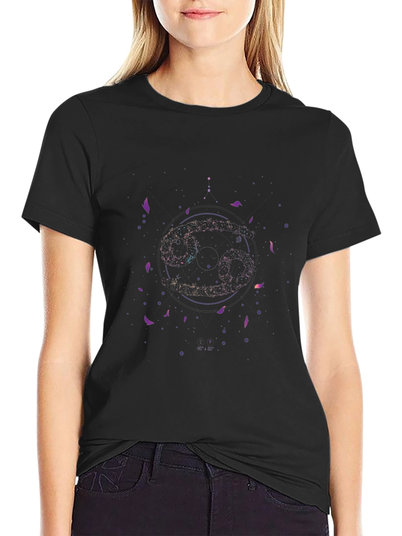 Zodiac Cancer Constellation Graphic Tee - Black