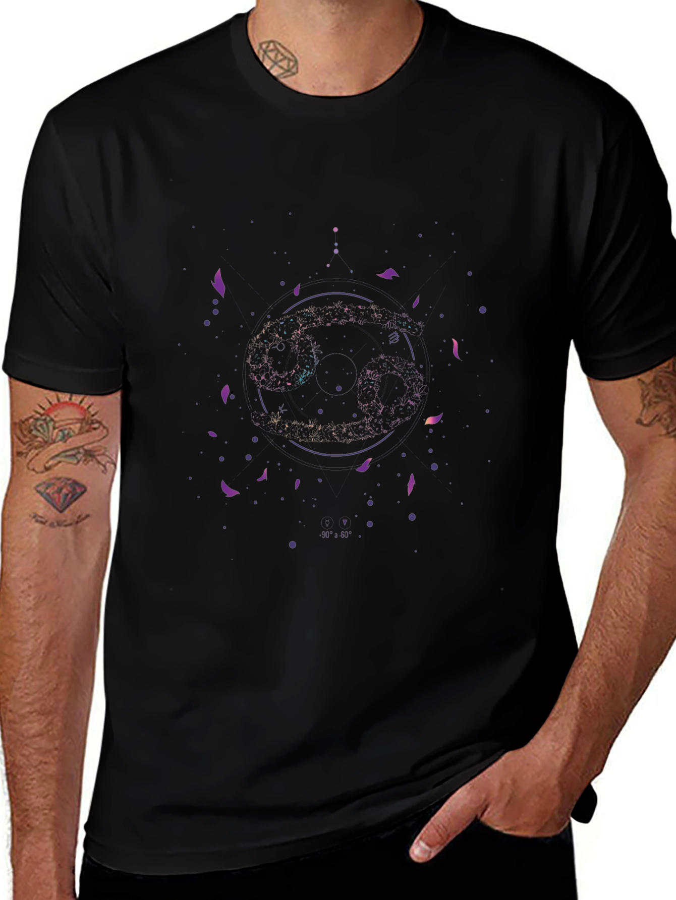 Zodiac Cancer Constellation Graphic Tee - Black