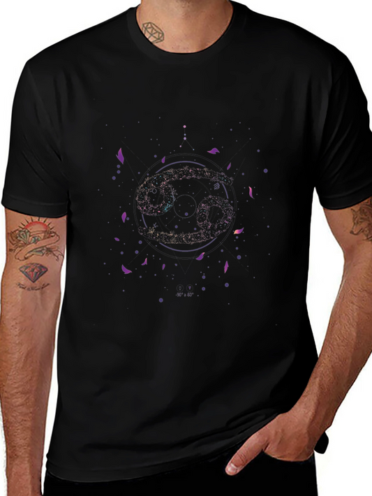 Zodiac Cancer Constellation Graphic Tee - Black