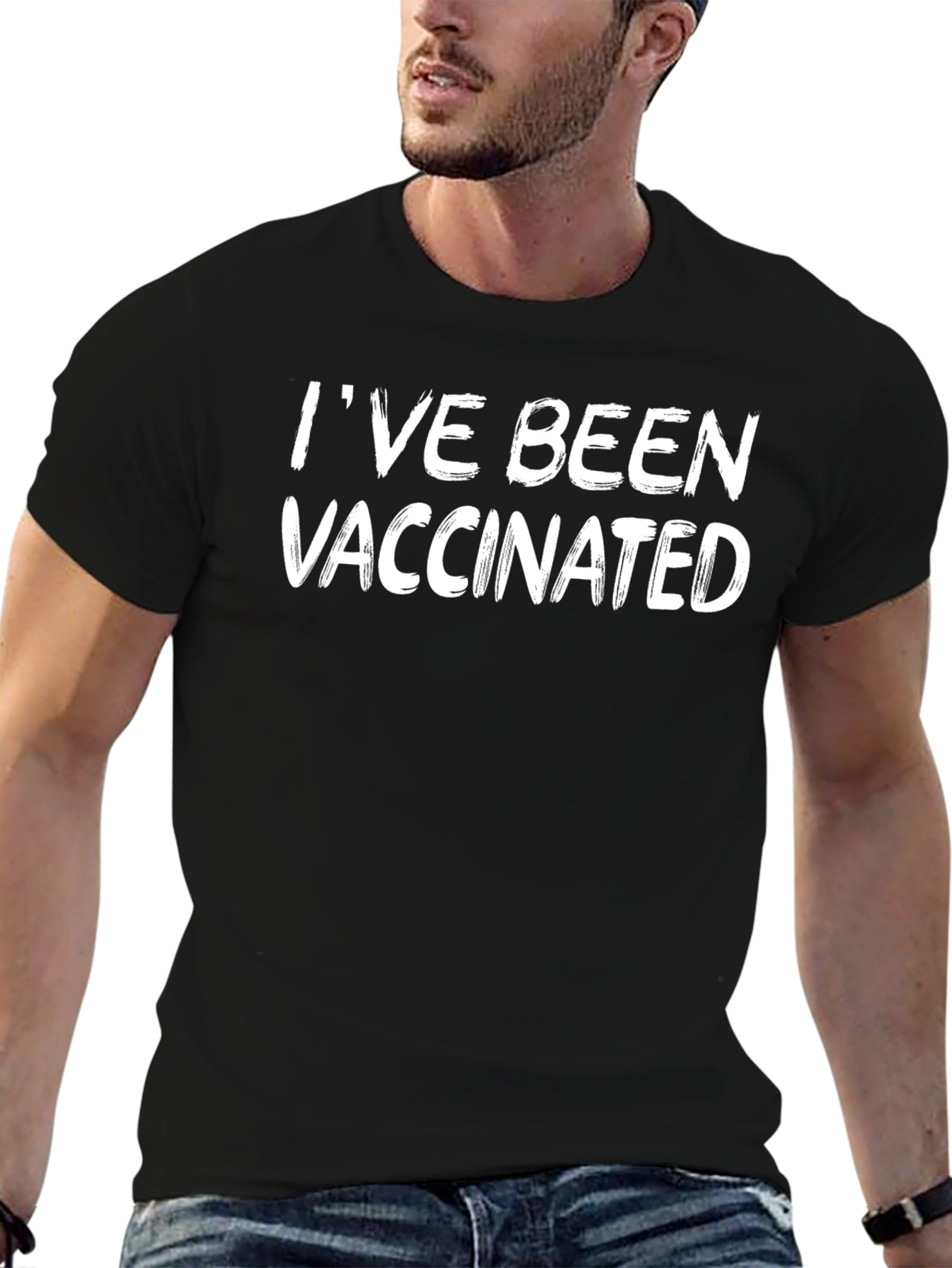 Vaccinated Graphic Tee - Black Cotton Blend