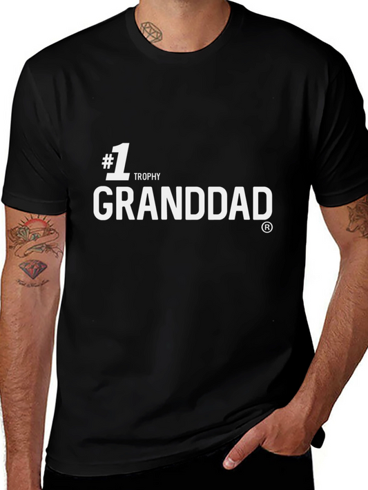 #1 Trophy Granddad Black Cotton Graphic Tee
