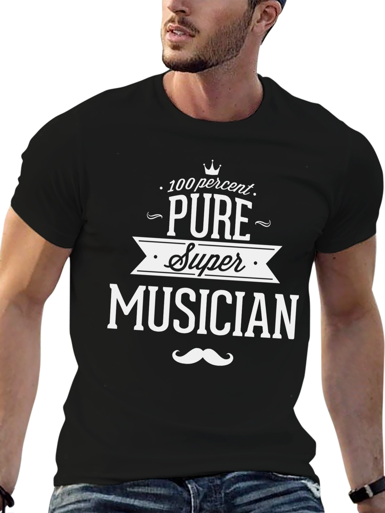 100% Pure Super Musician Black Graphic T-Shirt