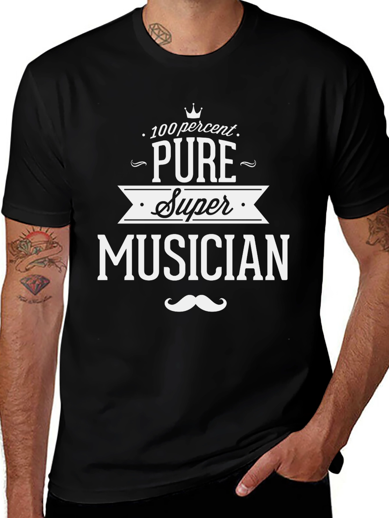 100% Pure Super Musician Black Graphic T-Shirt