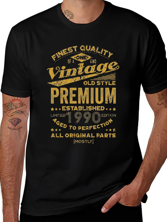 Vintage 1990 Premium Black Graphic T-Shirt