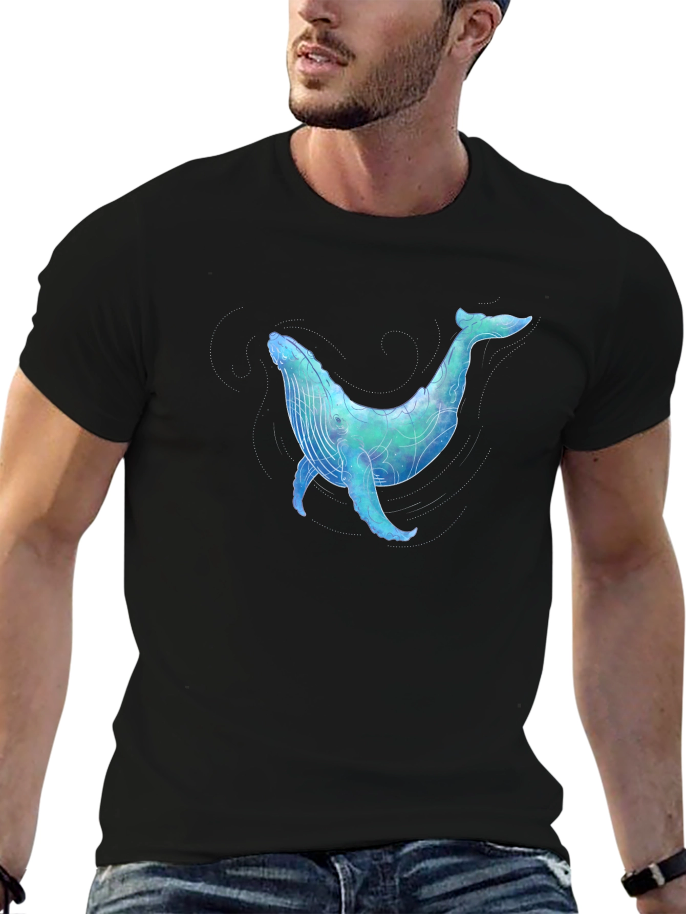 Whale Graphic Black T-Shirt