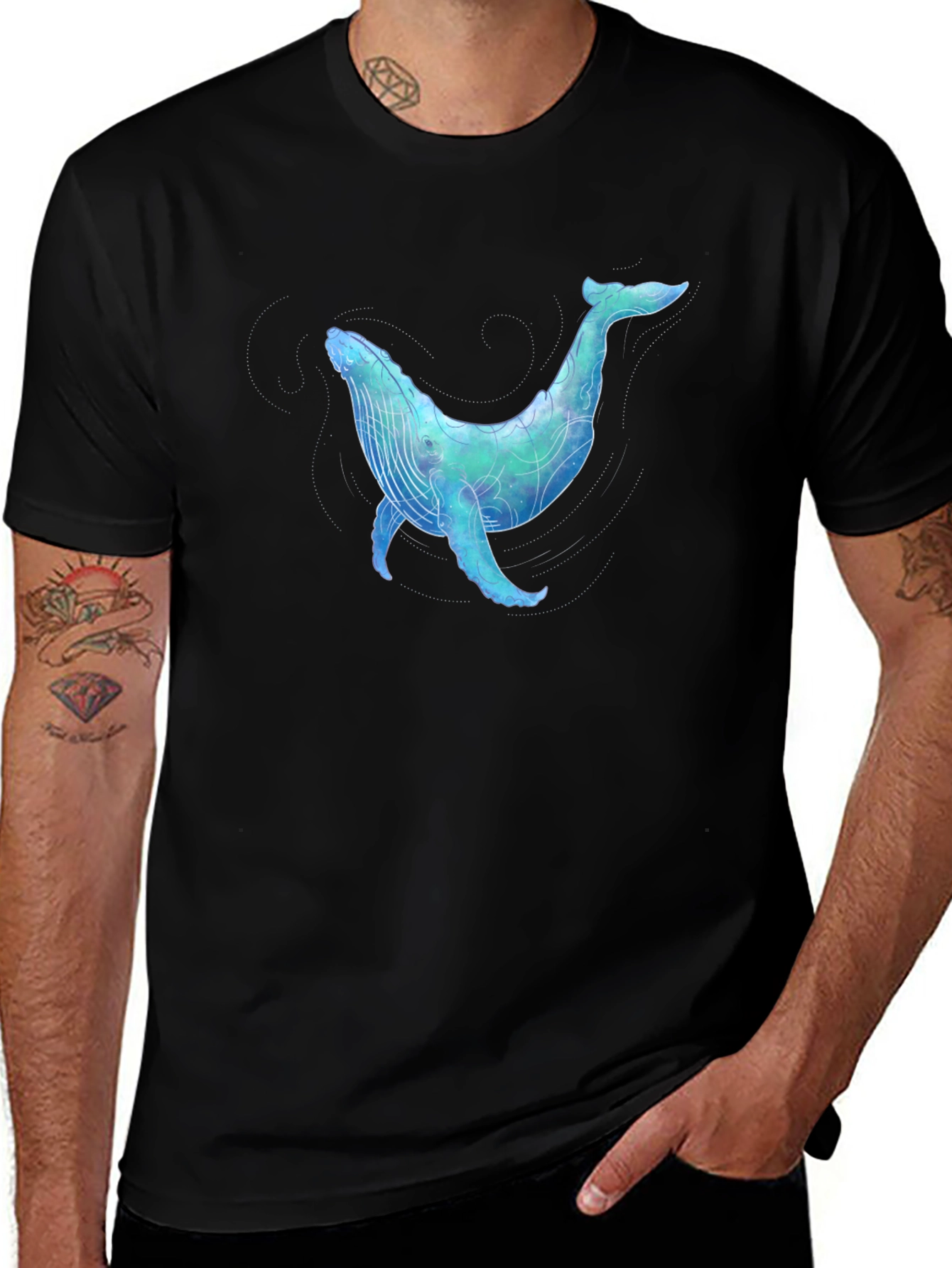 Whale Graphic Black T-Shirt