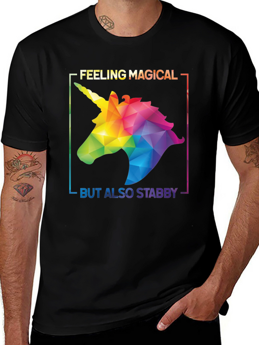 Magical Stabby Unicorn Graphic Tee - Black