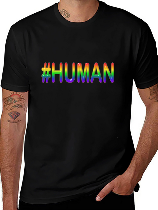 #HUMAN Rainbow Pride T-Shirt - Unisex Black Tee