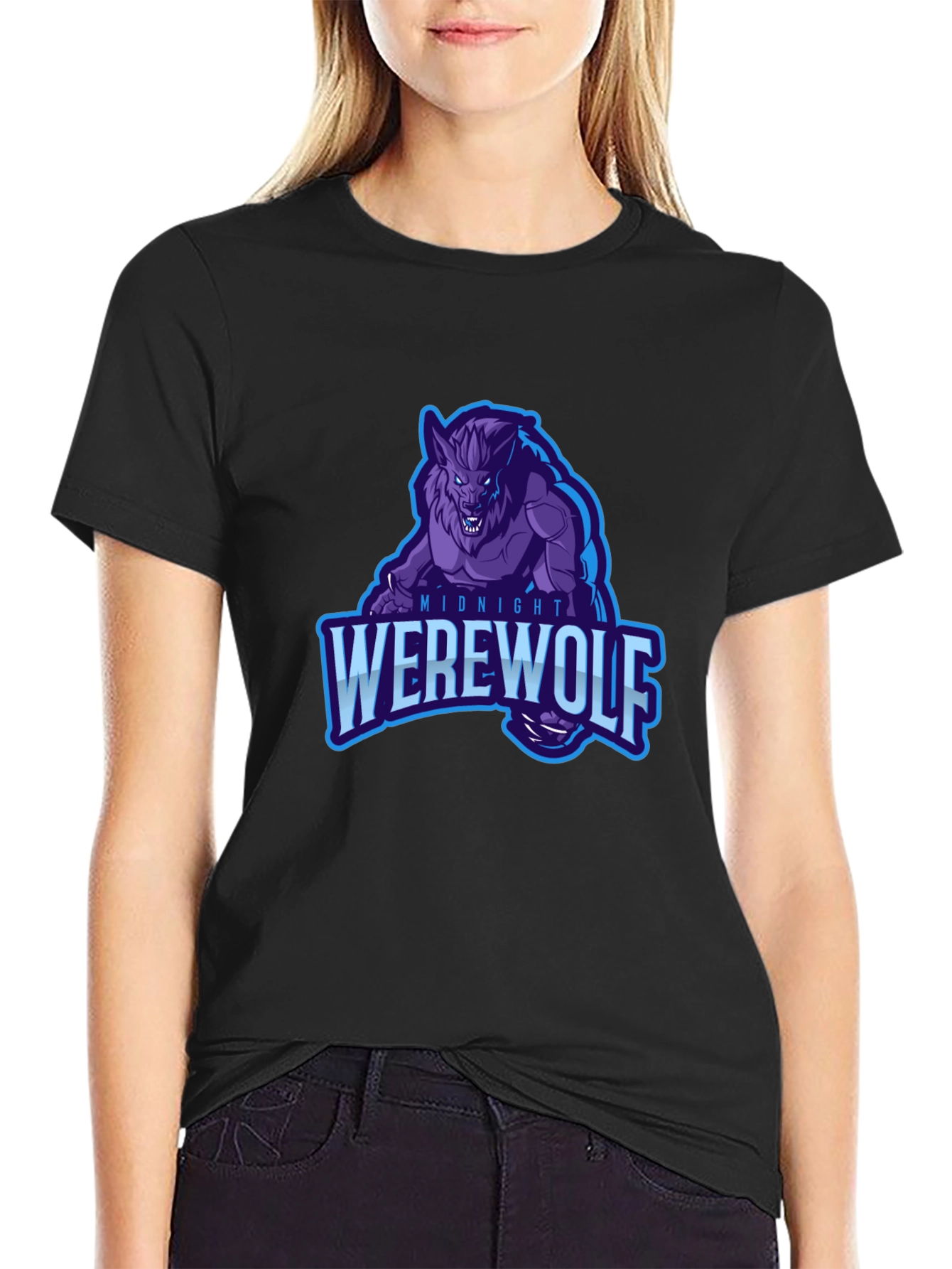 Midnight Werewolf Graphic T-Shirt - Black