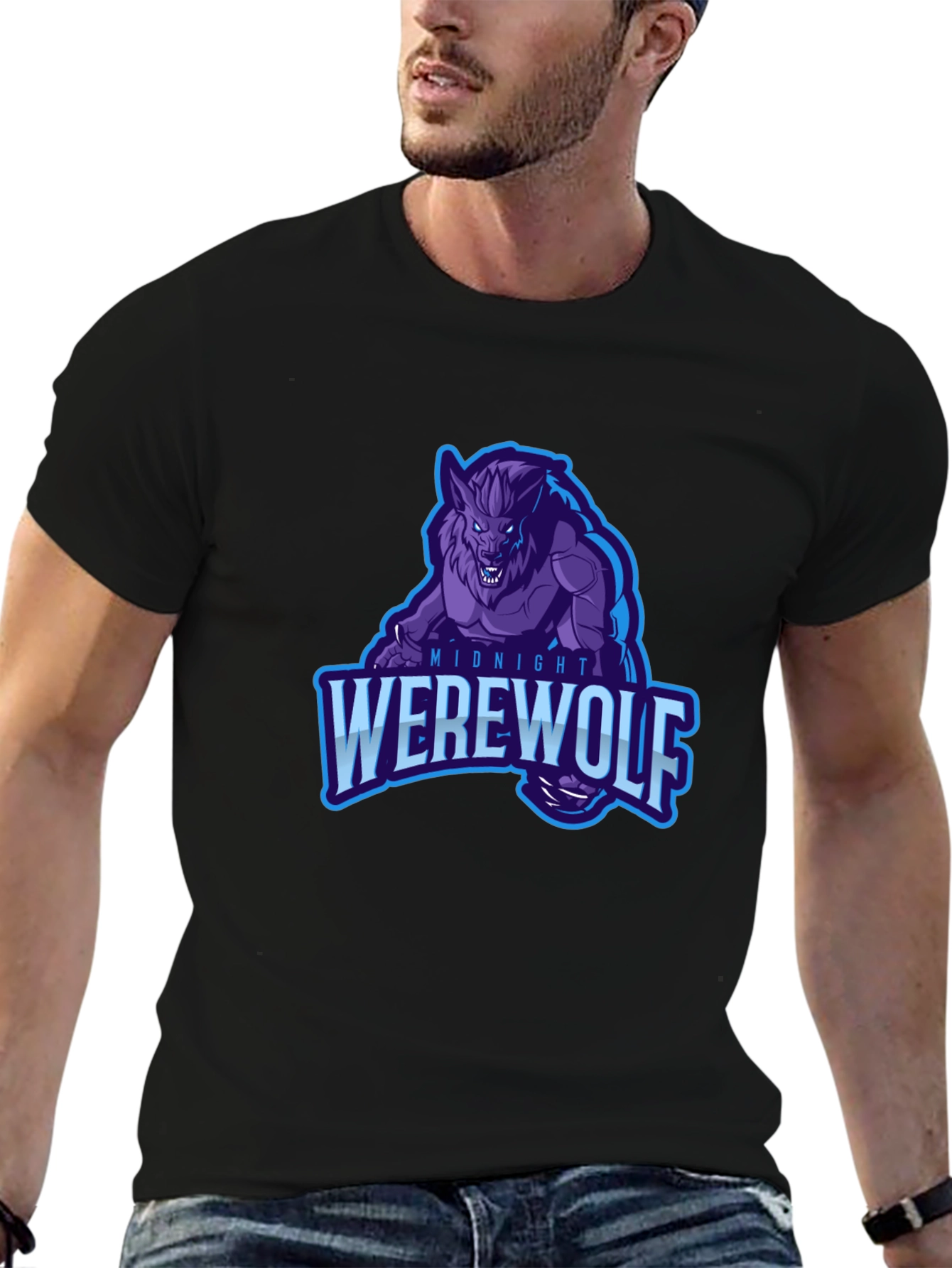 Midnight Werewolf Graphic T-Shirt - Black