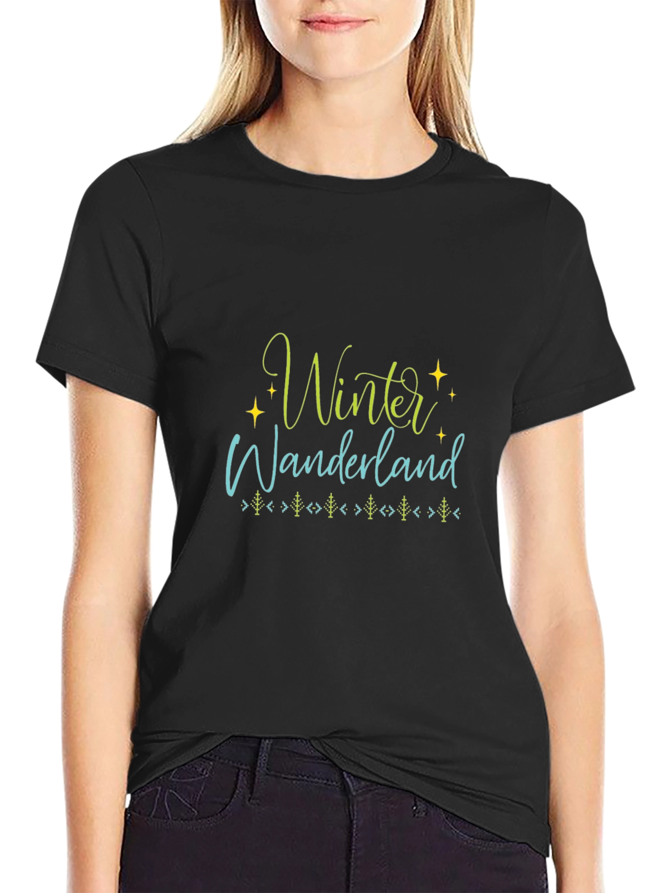 Winter Wonderland Graphic Tee - Black Holiday Shirt